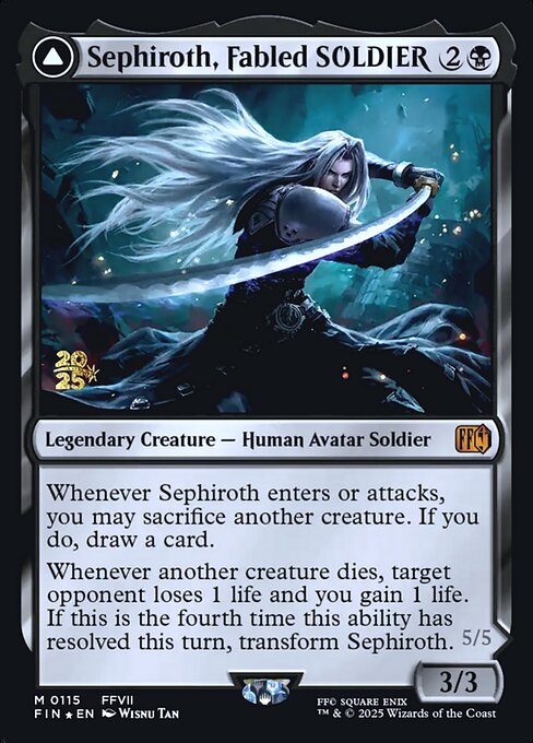 Sephiroth, Fabled SOLDIER // Sephiroth, One-Winged Angel – (Pre Release Stamped) FIN – Near Mint – Foil