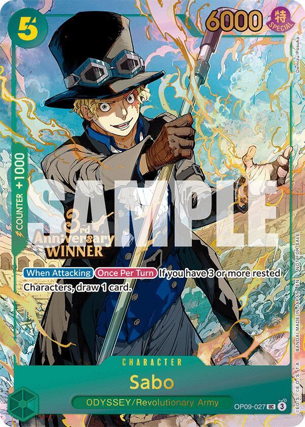 Sabo - OP09-027 (3rd Anniversary Winner) – One Piece Promotion Cards – Near Mint – Foil